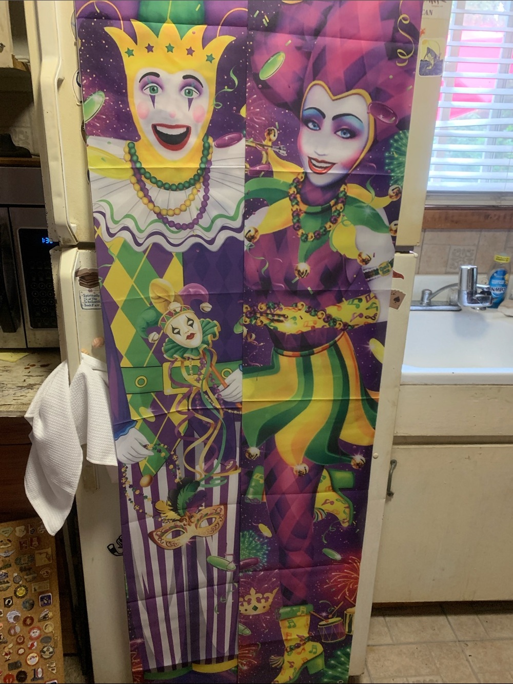 2 Mardi Gras Jester Door Cover - Purple, Green & Gold